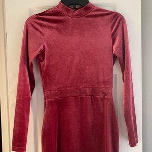 NWOT Long-sleeve Backless Red Velvet Dress